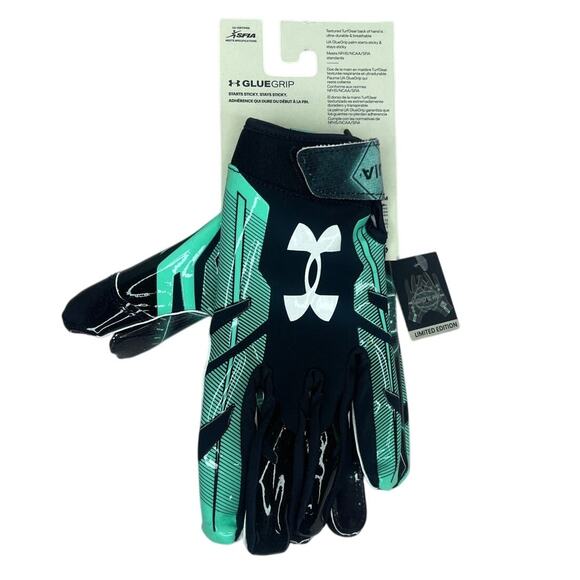 NWT Under Armour F8 Black Football Gloves Mens Size Large (1370840 005) - Picture 5 of 8